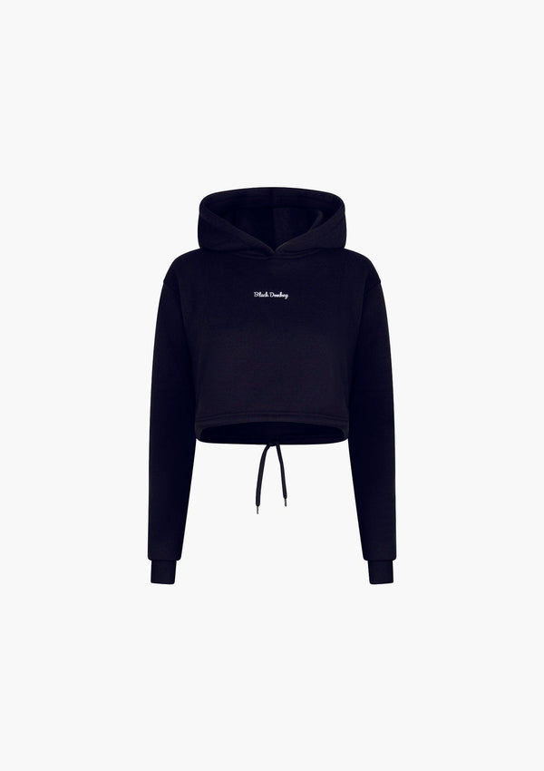 Daily Crop Hoodie I Black