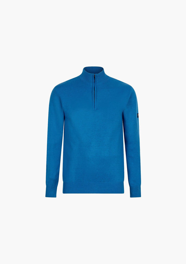 Luxury Zip Sweater I Cyan Blue