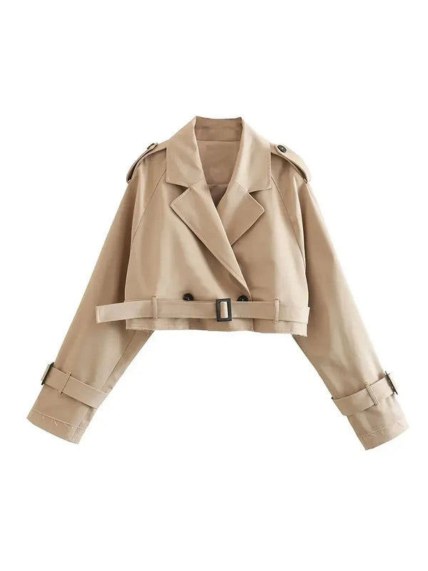 Dames Jas Cropped Trenchcoat voor Lente en Zomer